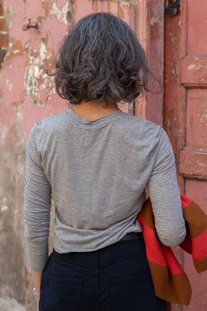 Object Zofia Grey Long Sleeve Top