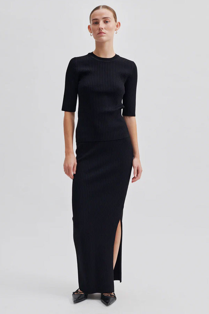 Second Female Mathi Black Knit Skirt