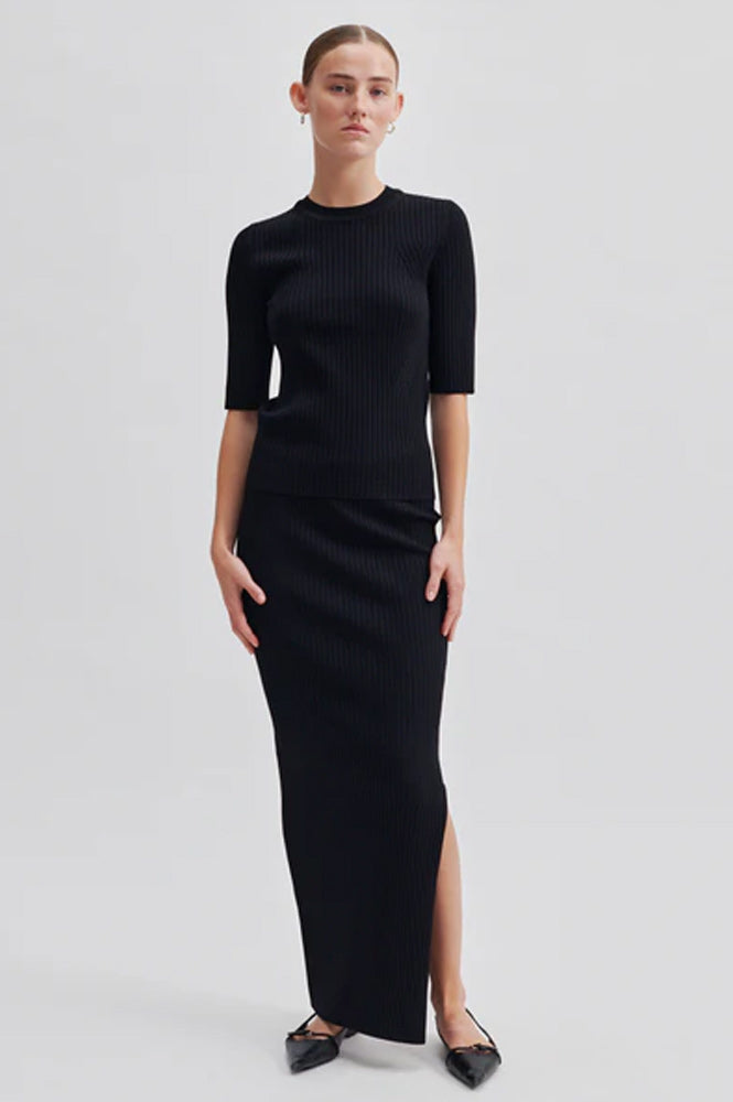 Second Female Mathi Black Knit Skirt