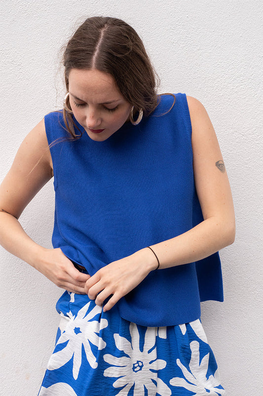 Compania Fantastica Blue Knit Top