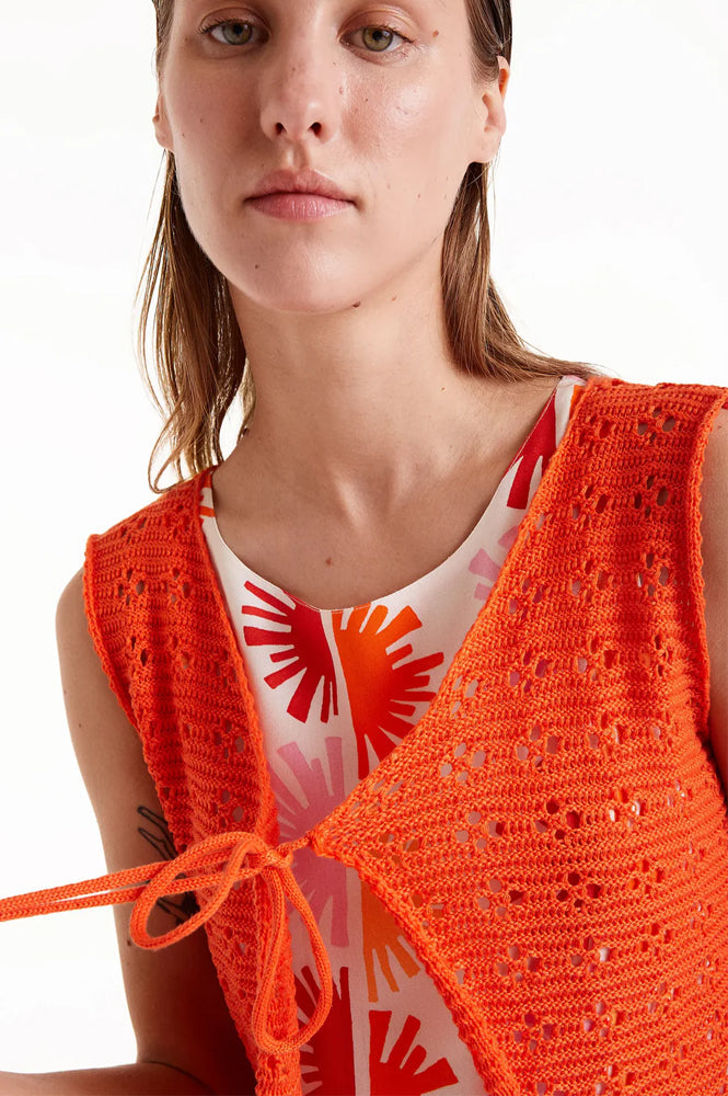 Compania Fantastica Orange Knit Bow Top