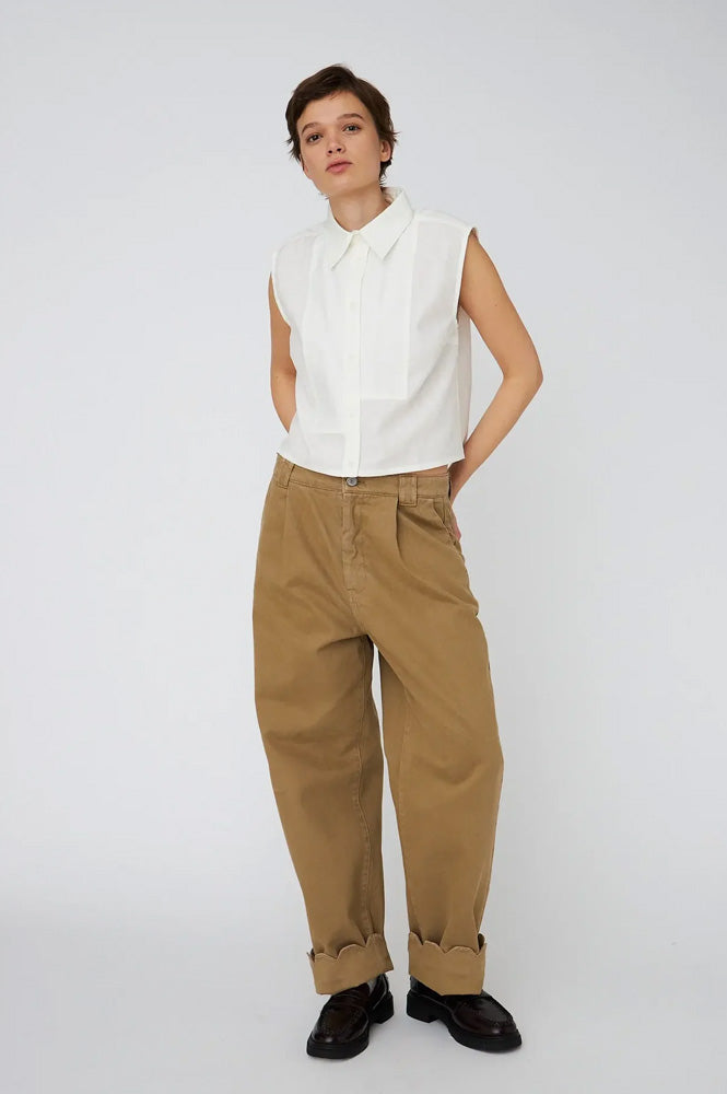 Stella Nova Dark Sand Scalloped Trousers