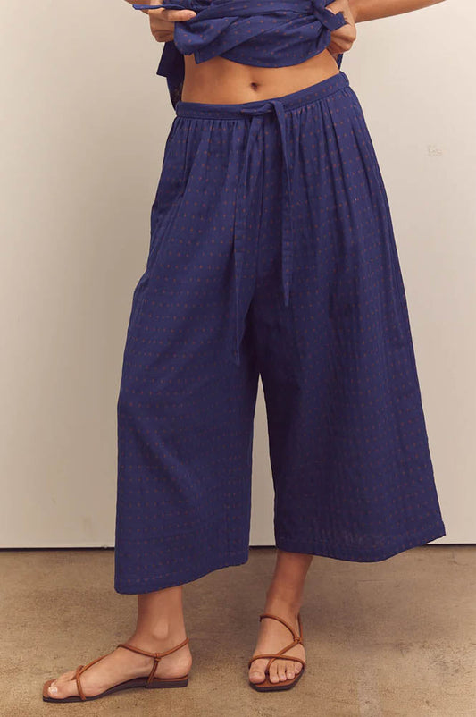 Amente Navy Drawstring Wide Trousers