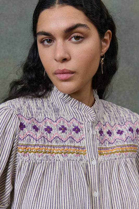 Louise Misha Louise Purple Striped Shirt