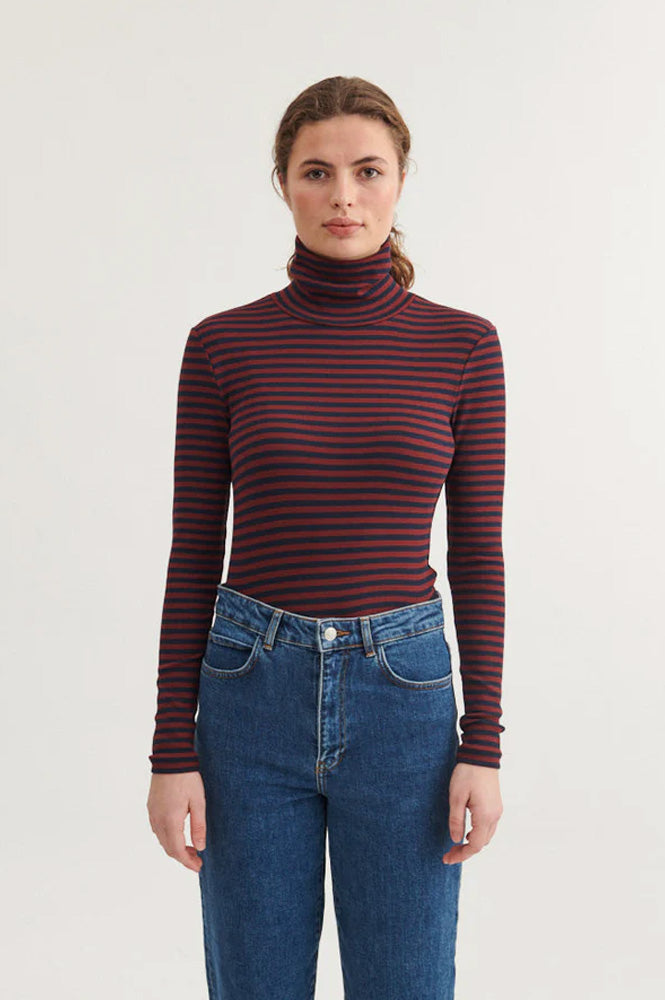 Basic Apparel Ludmilla Bordeaux and Sky Captain Top
