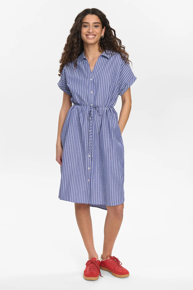 Numph Zally Blueprint Striped Midi Dress