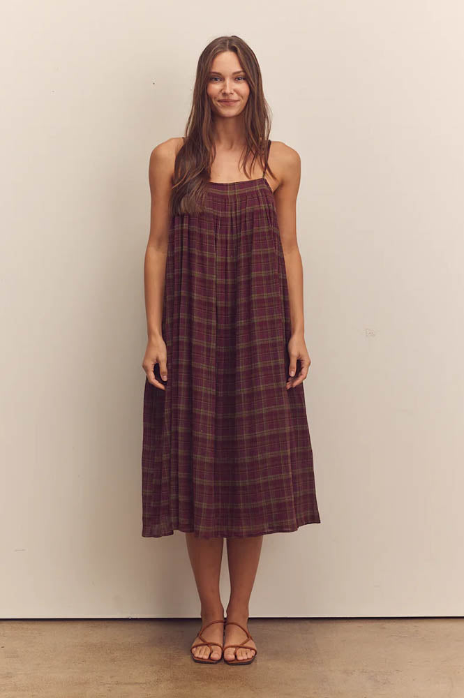 Amente Check Pleated Cami Dress