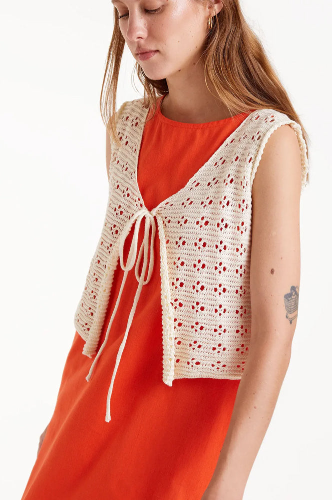 Compania Fantastica Ecru Knit Bow Top