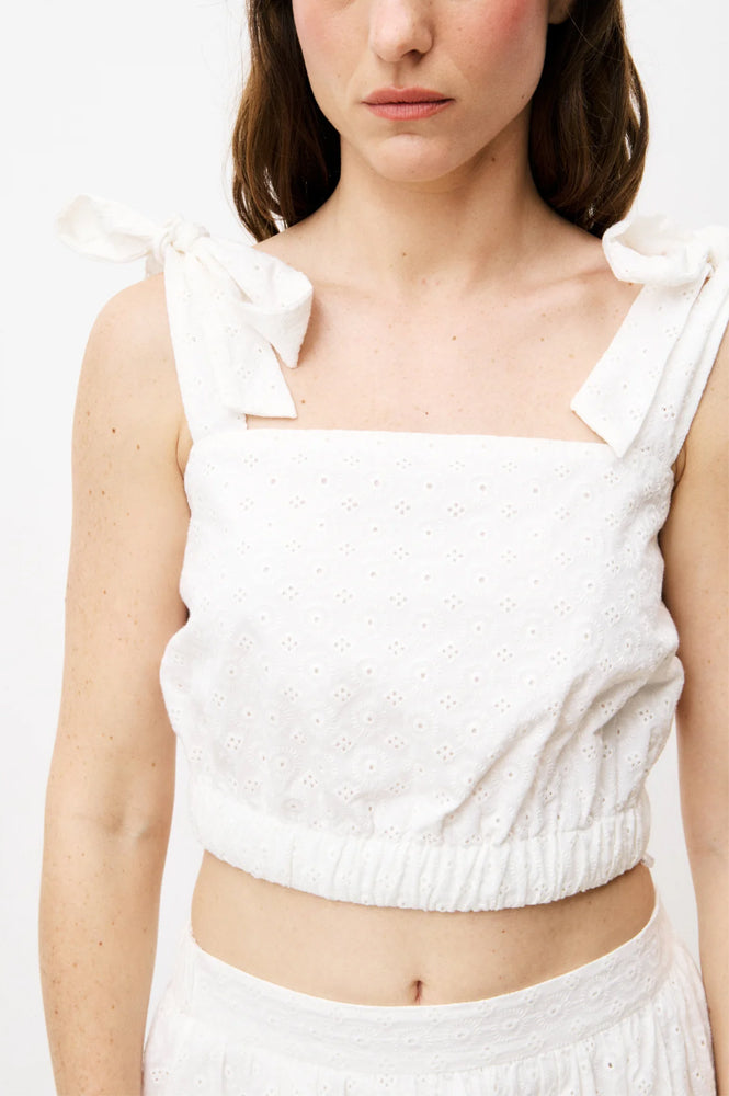 FRNCH Nahid White Bow Top