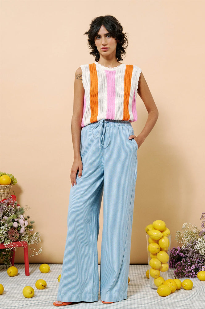 FRNCH Pensee Blue Striped Trousers