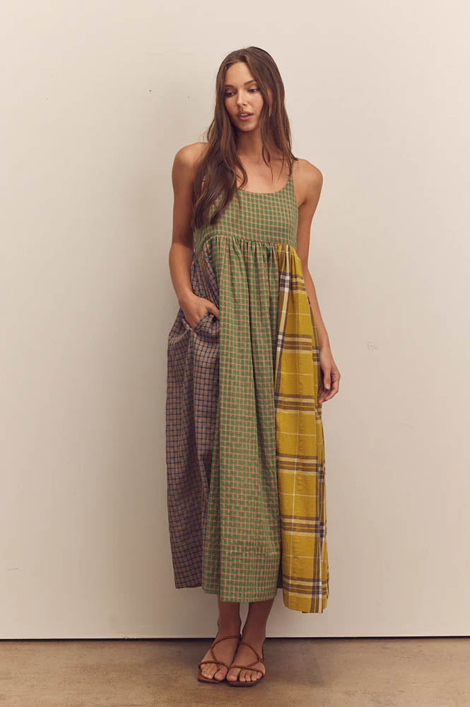 Amente Contrast Check Cami Dress