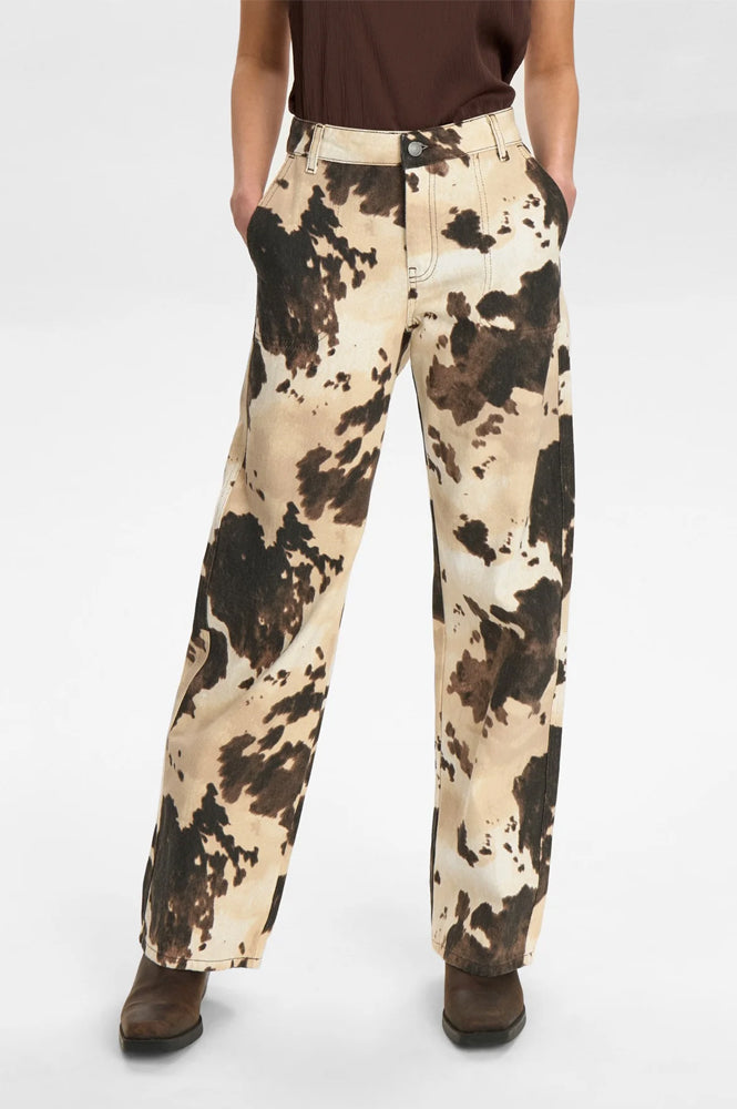 Numph Ivy Grey Morn Cow Printed Jeans
