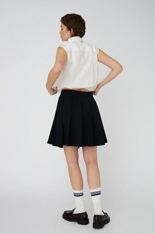 Stella Nova Navy Plissé Mini Skirt