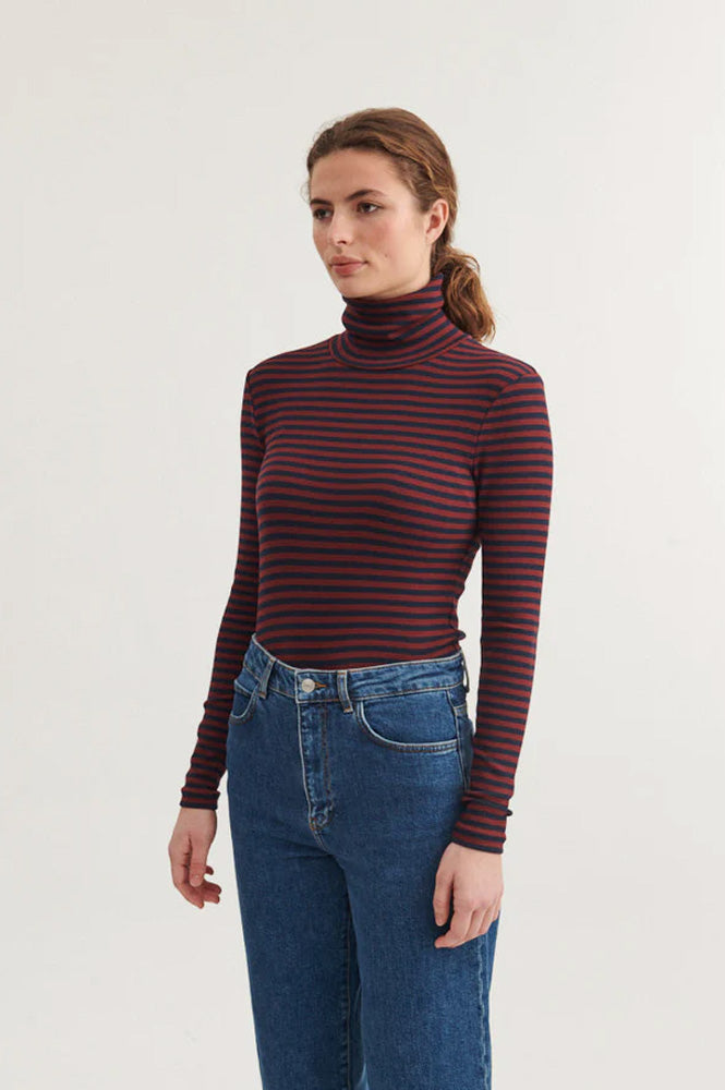 Basic Apparel Ludmilla Bordeaux and Sky Captain Top