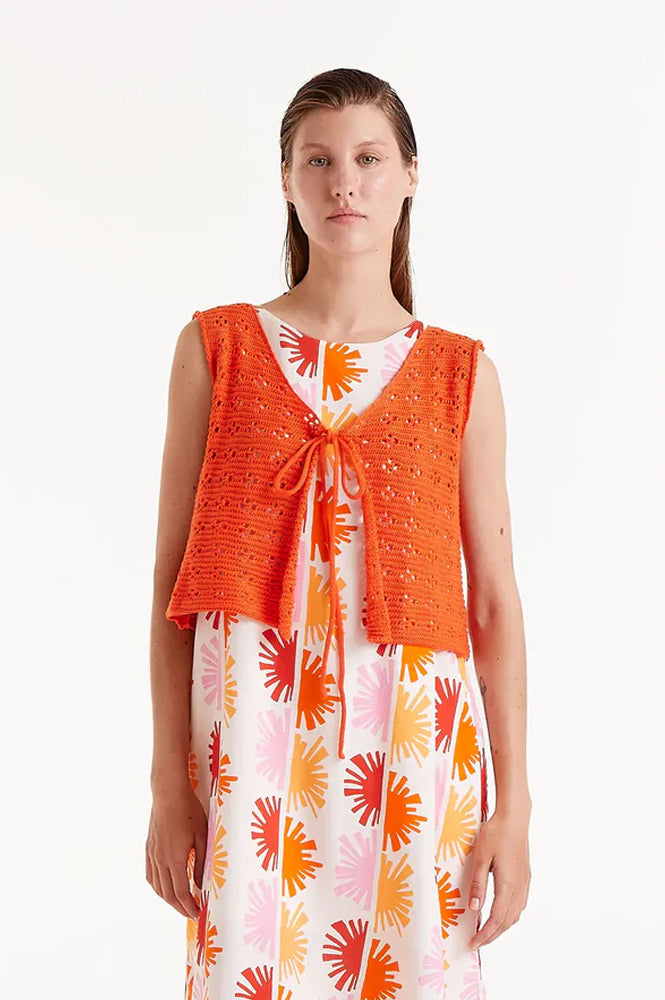 Compania Fantastica Orange Knit Bow Top