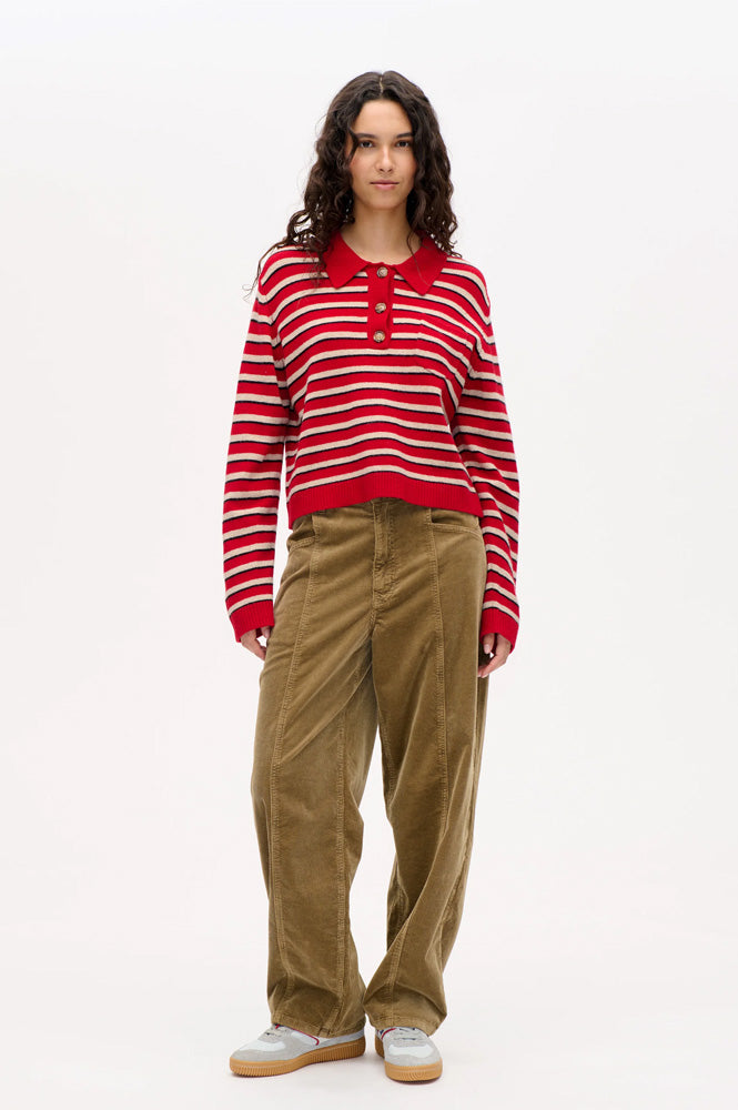 Baum Und Pferdgarten Cori Crimson Red Stripe Knit Jumper