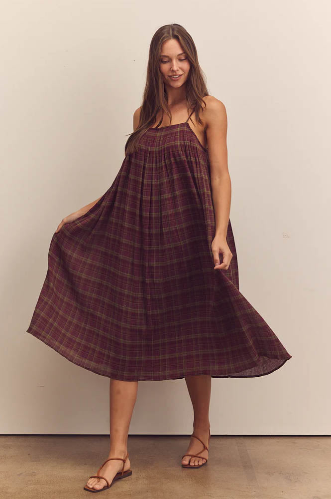 Amente Check Pleated Cami Dress