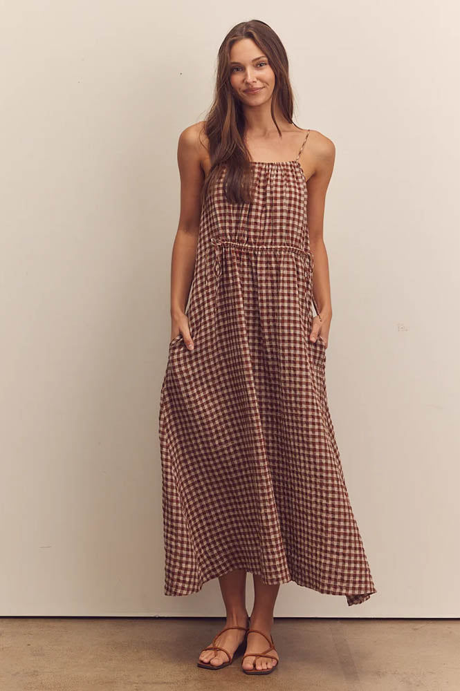 Amente Gingham Shirred Cami Dress