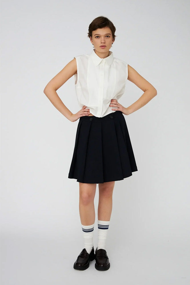 Stella Nova Navy Plissé Mini Skirt