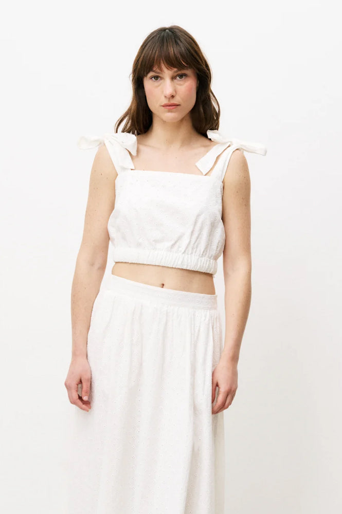 FRNCH Nahid White Bow Top