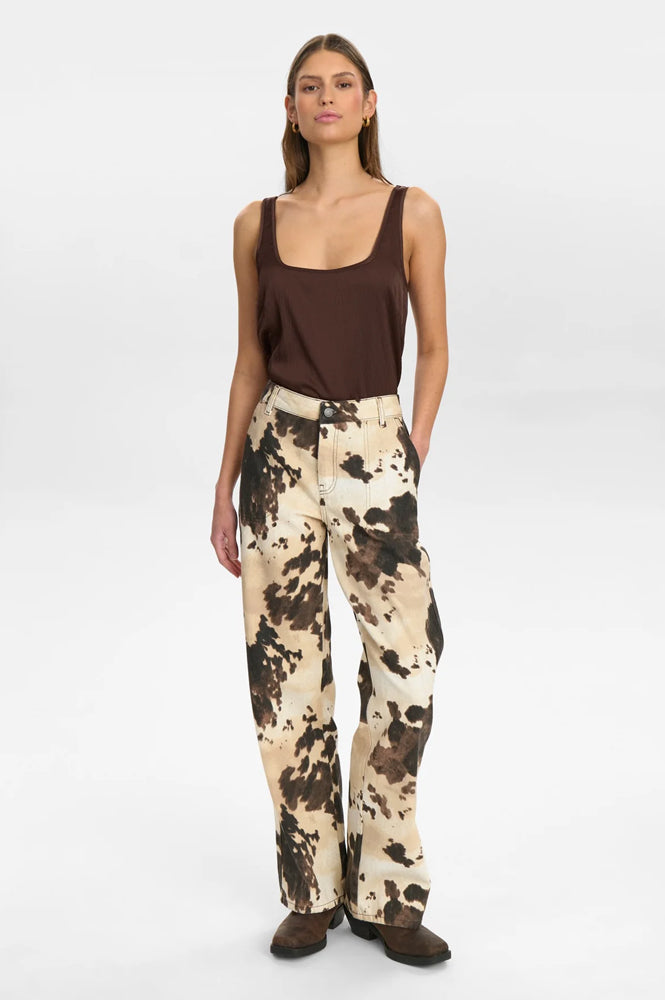 Numph Ivy Grey Morn Cow Printed Jeans