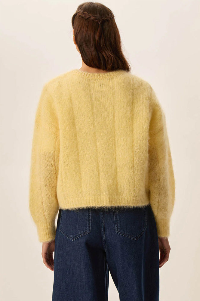 Des Petits Hauts Owl Lemon Yellow Cardigan