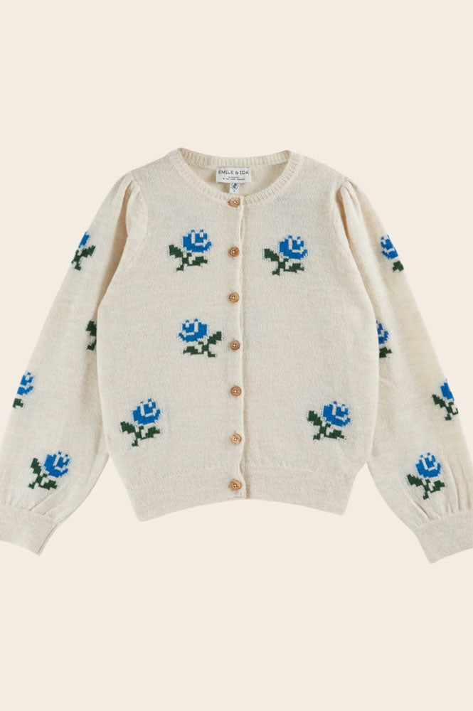 Emile Et Ida Calizia Floral Ecru Cardigan