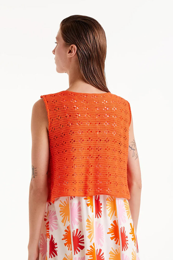 Compania Fantastica Orange Knit Bow Top