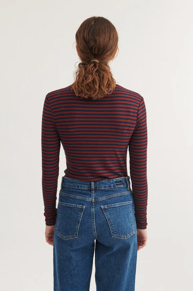 Basic Apparel Ludmilla Bordeaux and Sky Captain Top