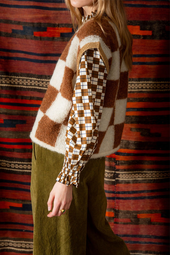 Bonté Earl Camel Check Gilet