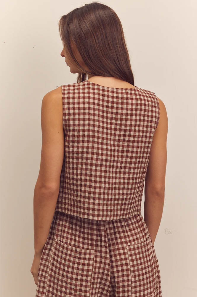Amente Gingham Button Down Top