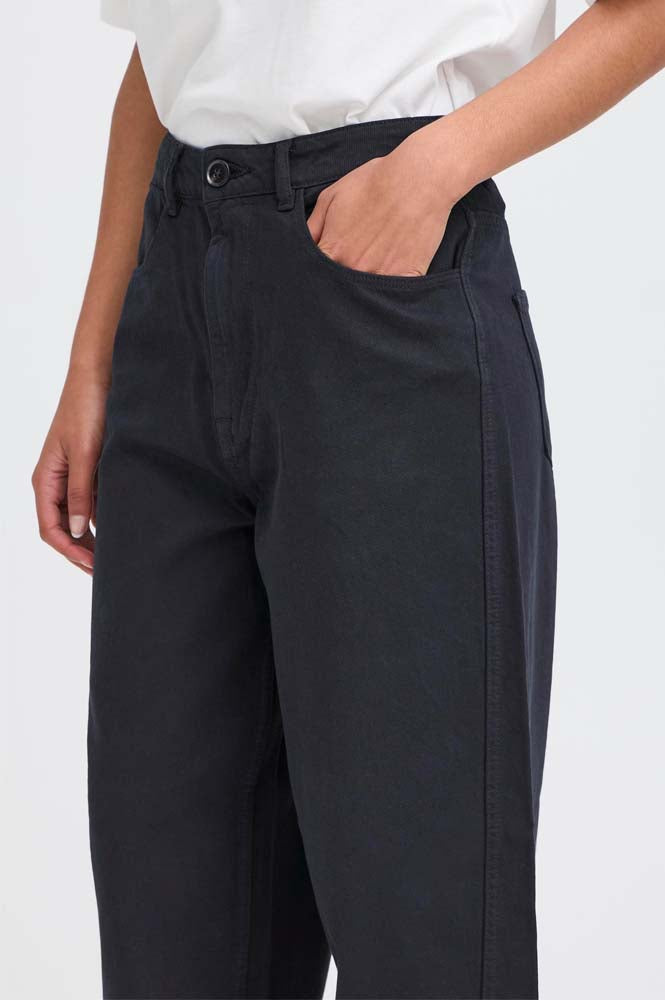 ICHI Hezano Navy Barrel Leg Trousers