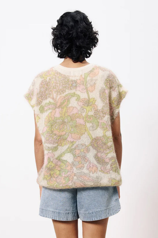 FRNCH Nevy Cashmere Floral Sleeveless Sweater