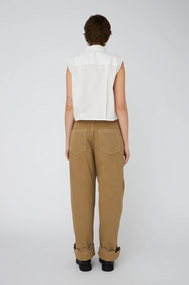 Stella Nova Dark Sand Scalloped Trousers