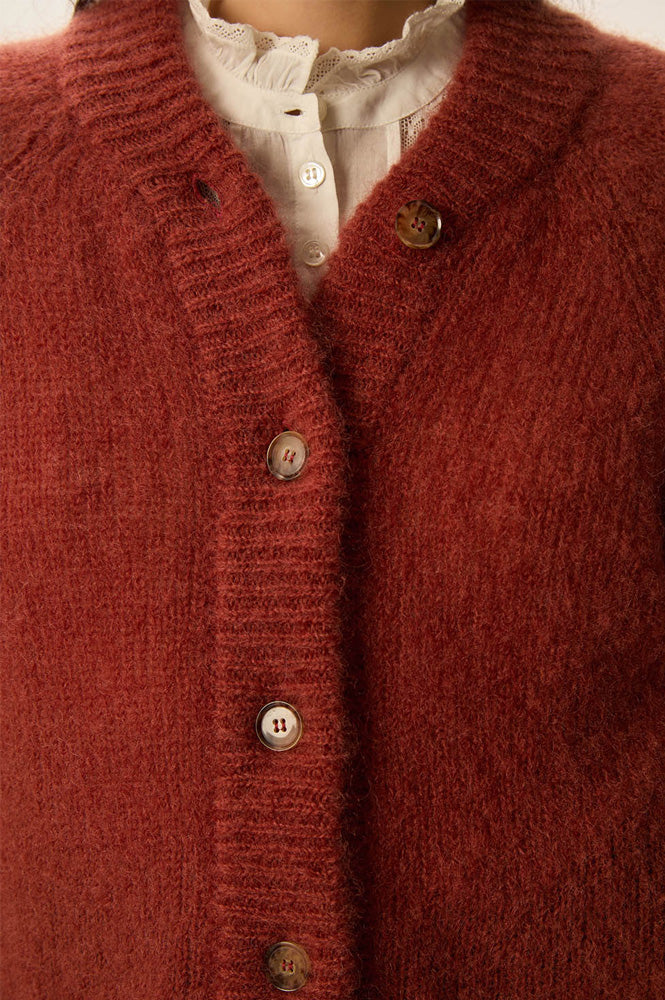 Des Petits Hauts Alanis Fox Rusty Brown Cardigan
