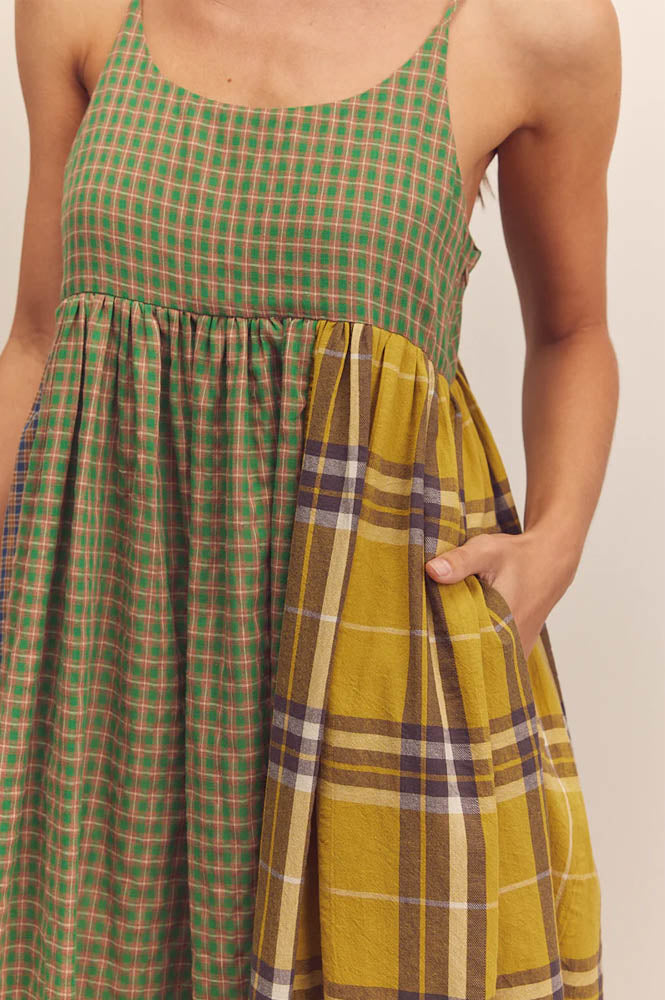 Amente Contrast Check Cami Dress