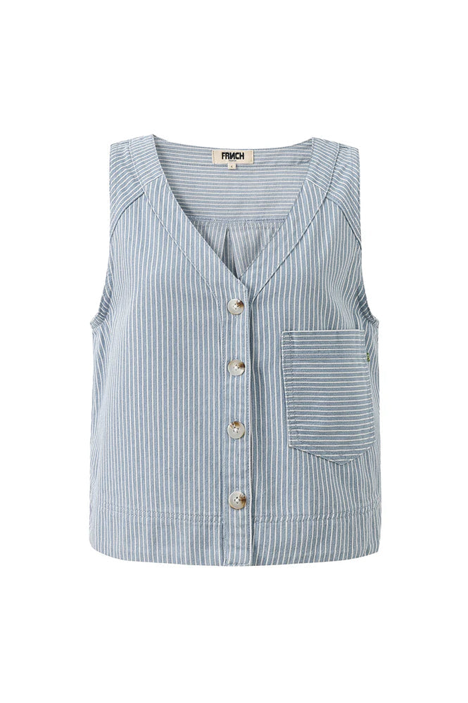 FRNCH Colza Striped Denim Sleeveless Vest
