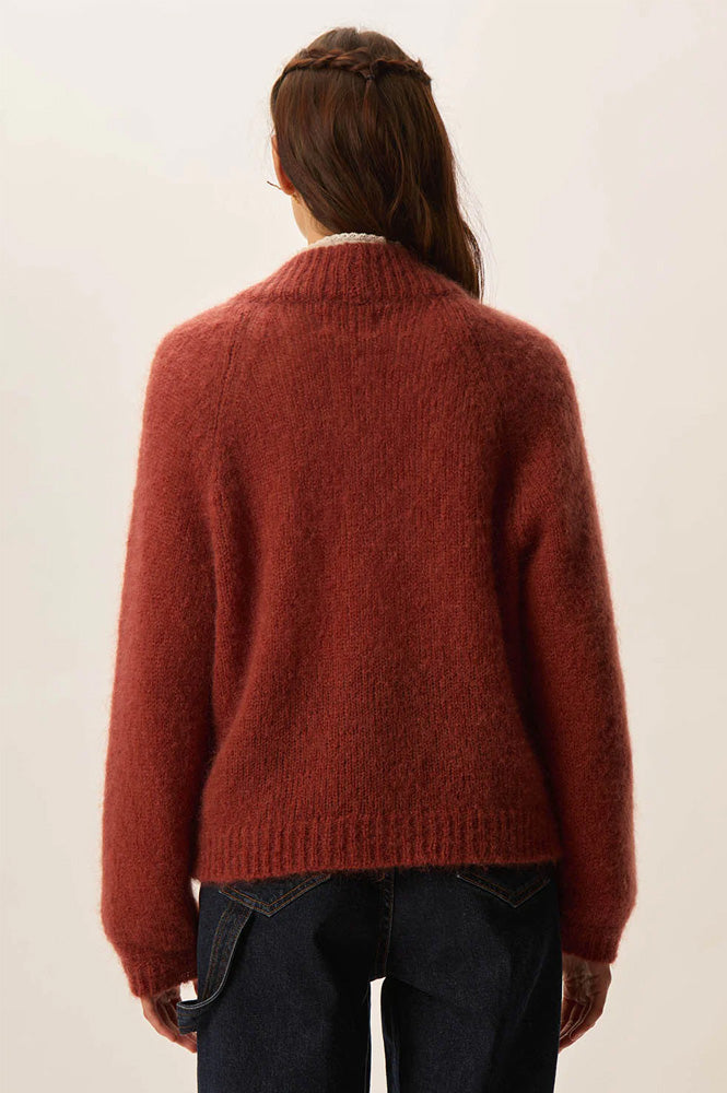 Des Petits Hauts Alanis Fox Rusty Brown Cardigan