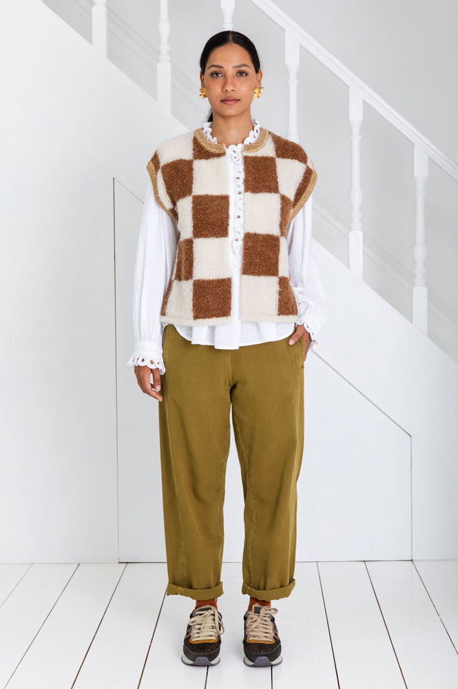 Bonté Earl Camel Check Gilet