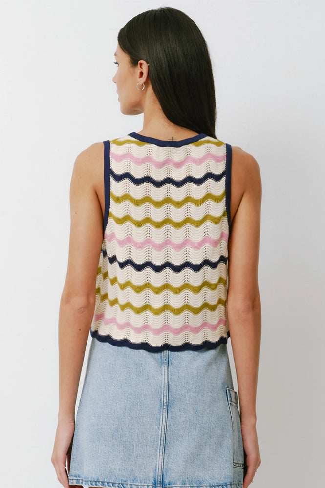 Seventy + Mochi Edie Lime Stripe Tie Vest