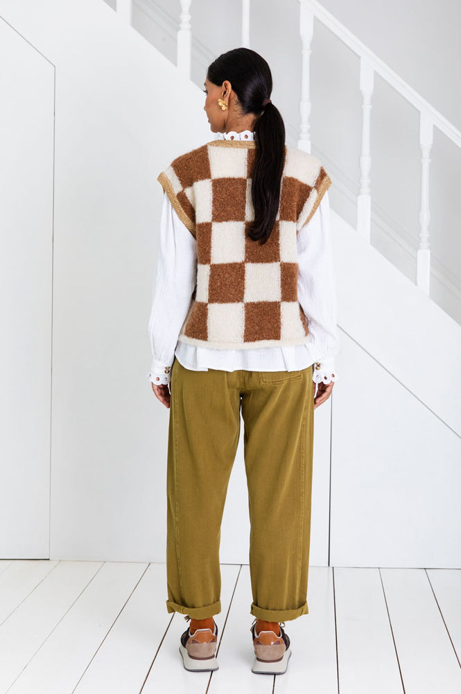 Bonté Earl Camel Check Gilet