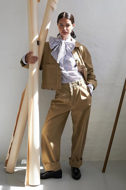 Stella Nova Dark Sand Scalloped Trousers