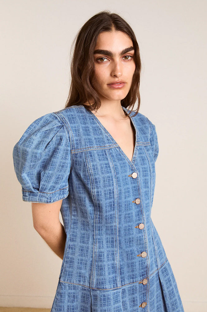 Damson Madder Adeline Shell Laser Check Mini Dress