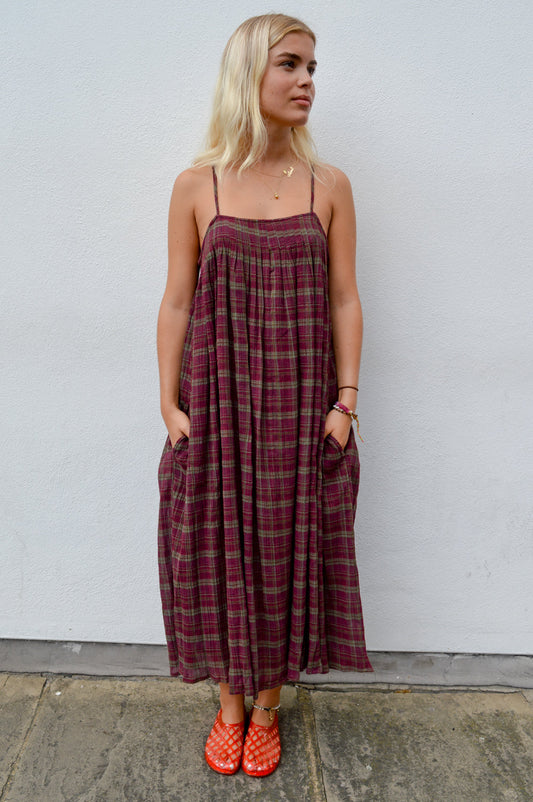 Amente Check Pleated Cami Dress