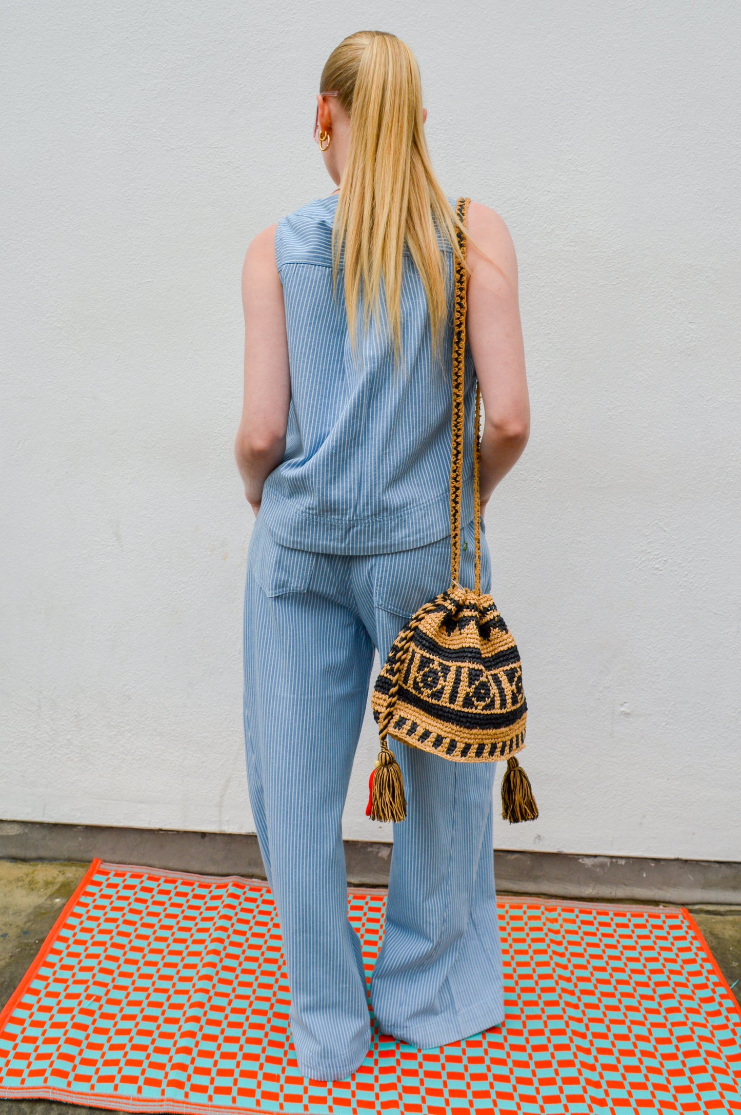 FRNCH Colza Striped Denim Sleeveless Vest