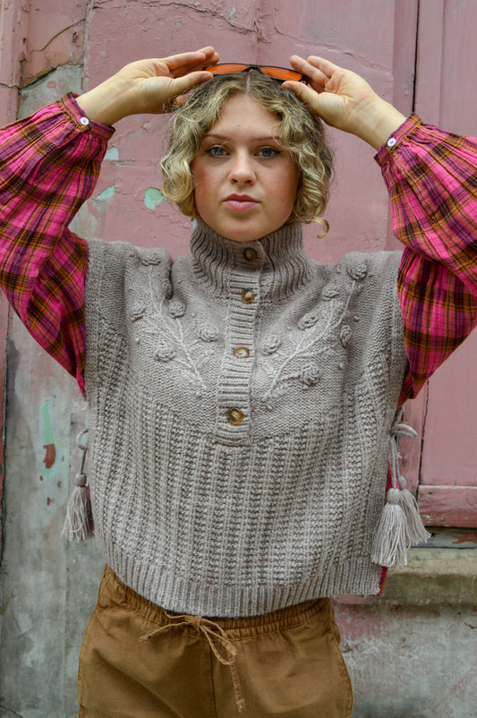 Louise Misha Knitted Song Ficelle Poncho