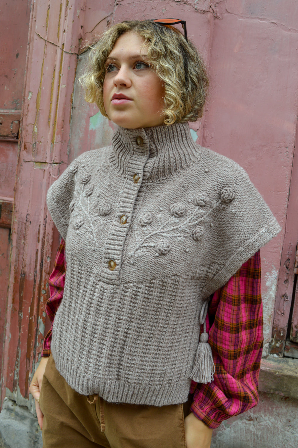 Louise Misha Knitted Song Ficelle Poncho
