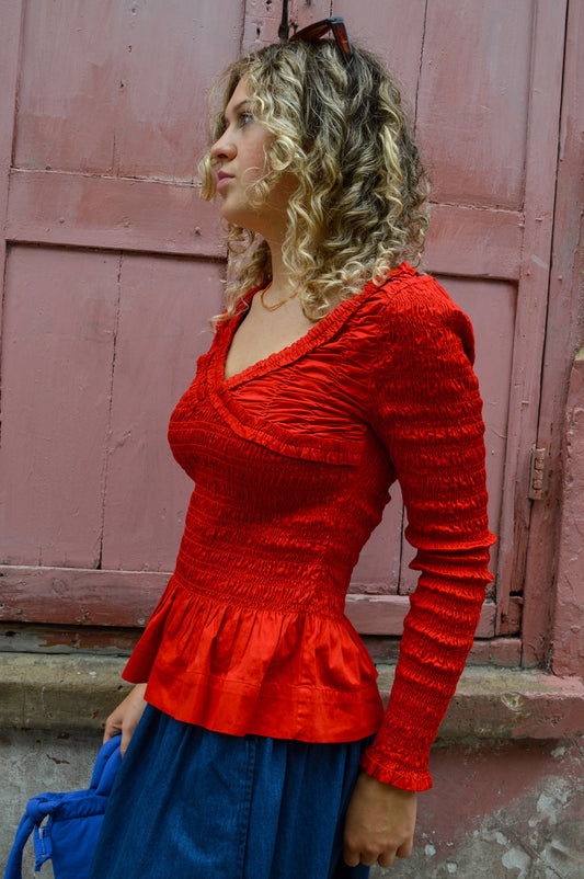 Damson Madder Suri Red Satin Blouse