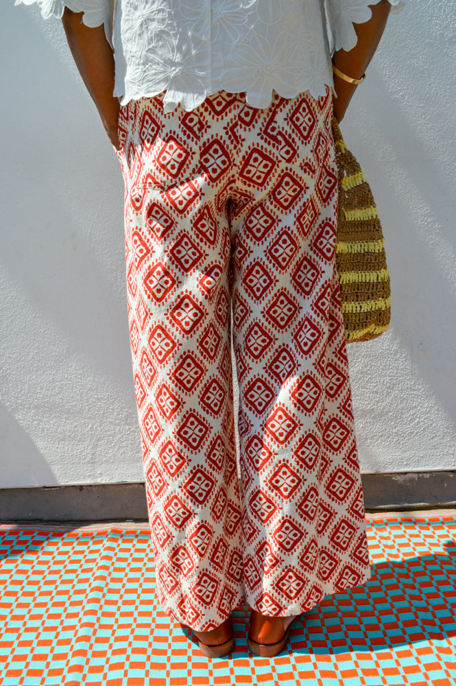 ICHI Lerin Fire Whirl Ikat Pants