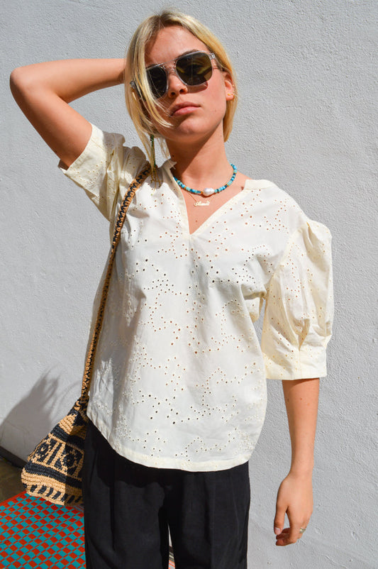 Esmé Studios Leo Buttercream Blouse